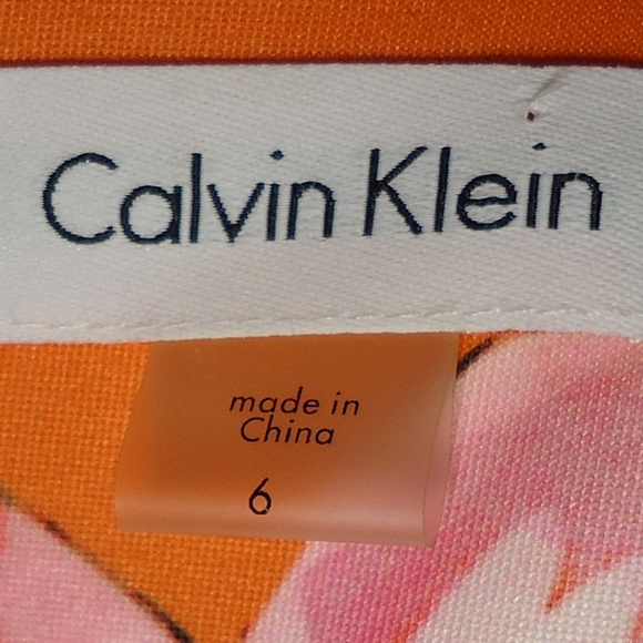 Calvin Klein Women's Flowers Orange Scuba Dress RN# 54163 Size-6 - Picture 7 of 9
